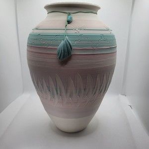 Debra Swauger American Studio Art Pottery Vase Southwestern Sea Shell Pastel